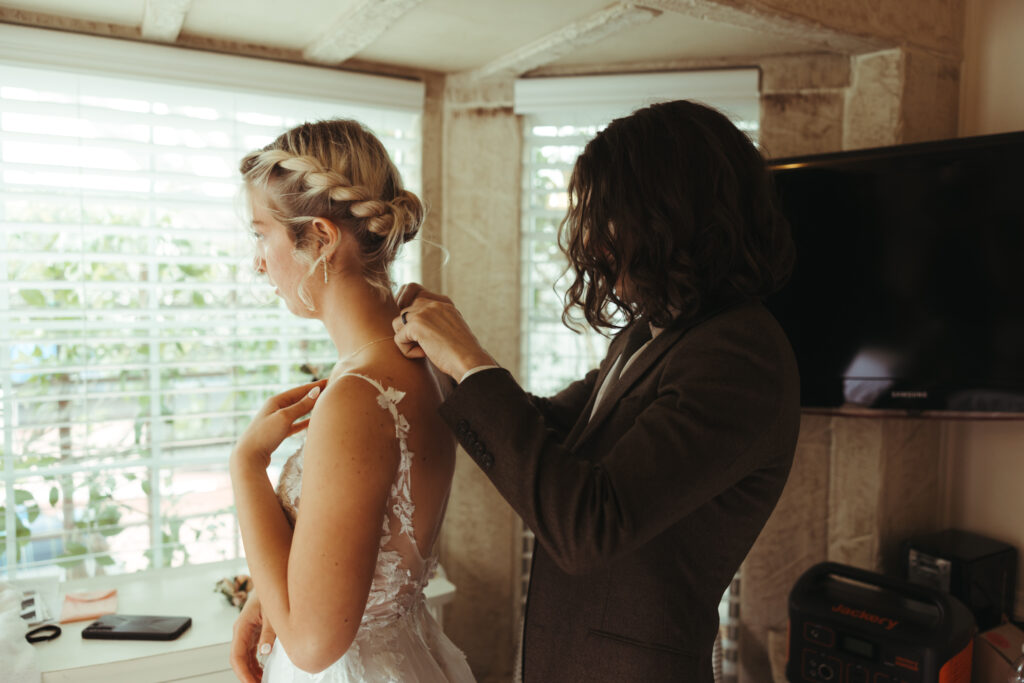 A couple getting ready together to make the most out of their wedding day.