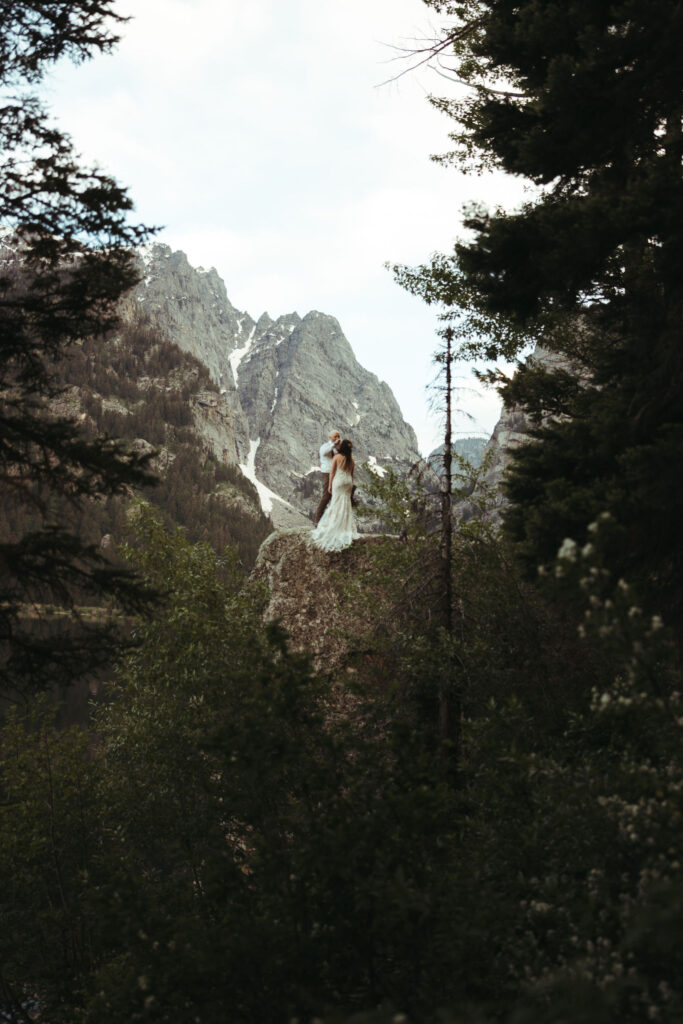 Grand Teton wedding with picturesque mountains