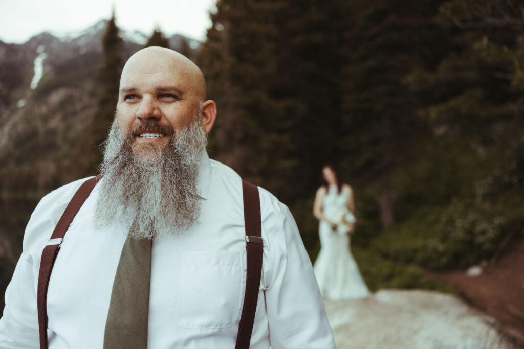 first look at wedding in the grand tetons