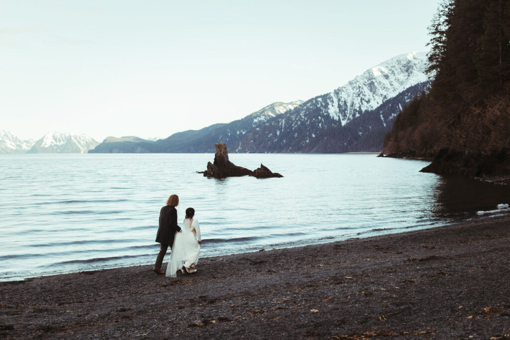 Seward Alaska wedding photographer, beach wedding in Seward Alaska