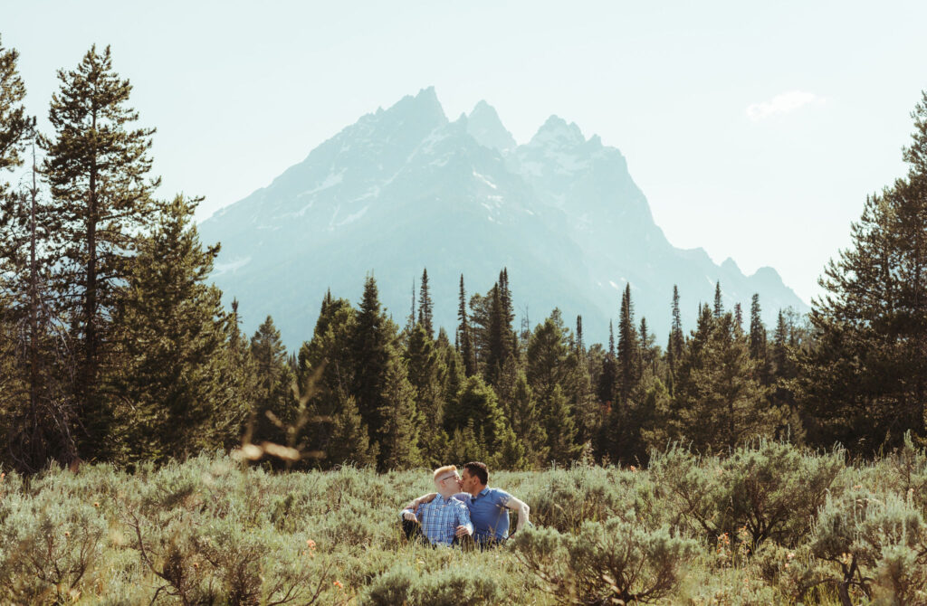 Jackson Hole LGBTQ engagement session in the Tetons.