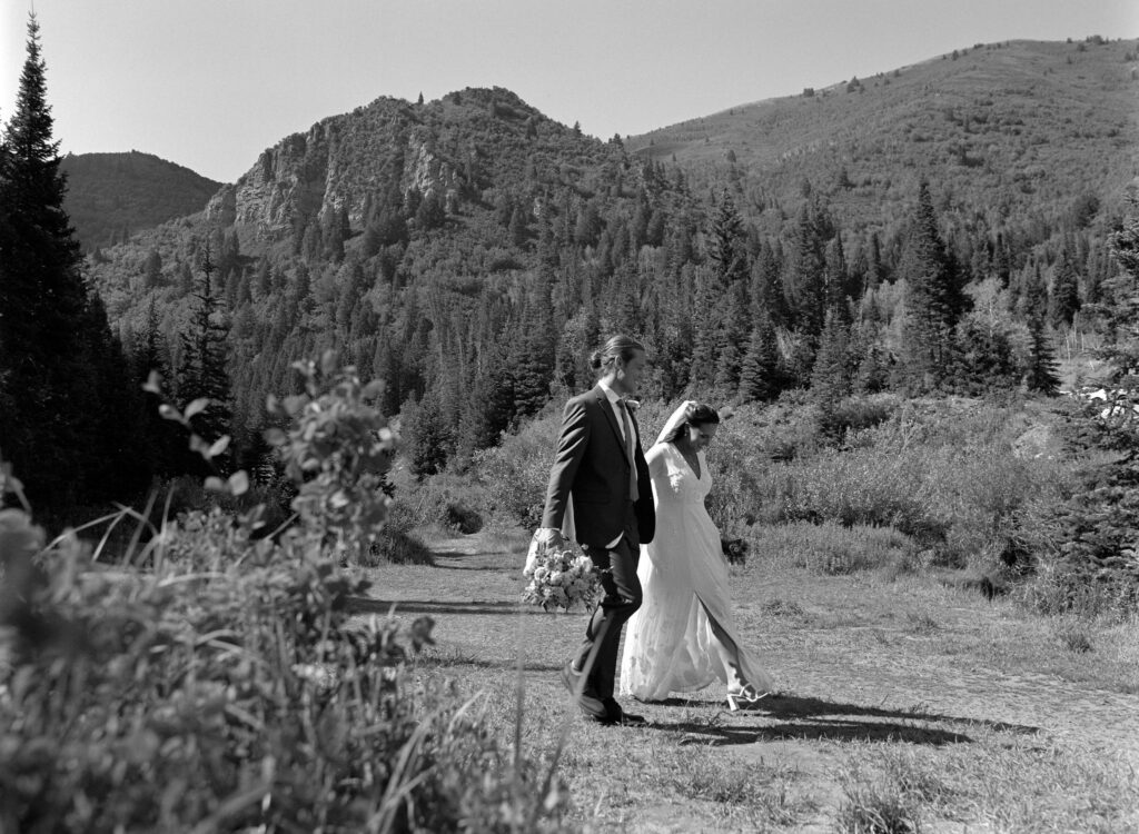 bride and groom at their brighton ski resort wedding