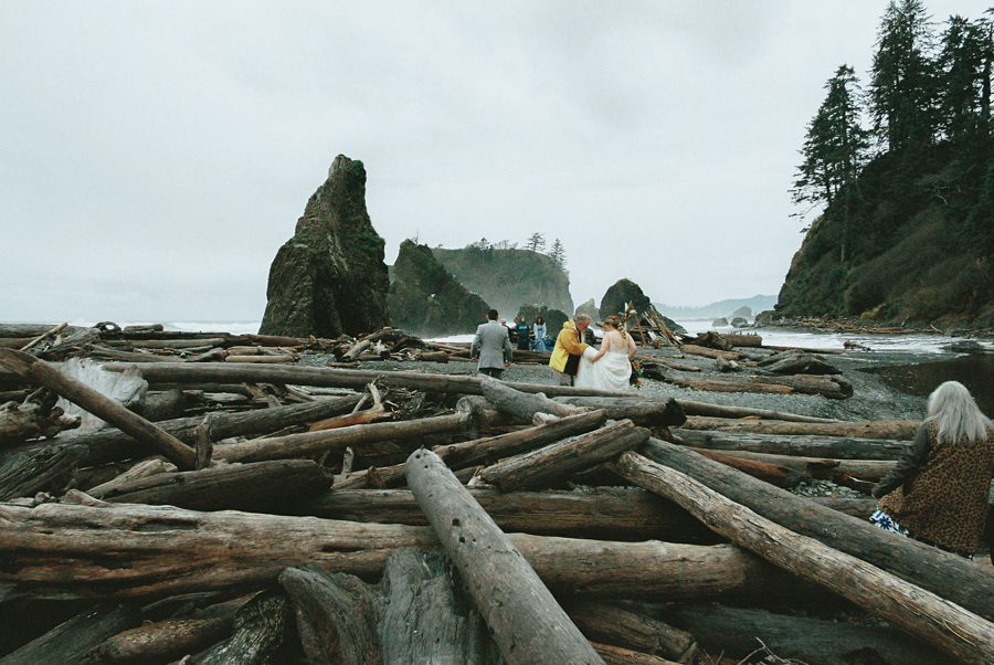 Ruby Beach wedding in Olympic National Park, photographed by Seattle film wedding photographer.