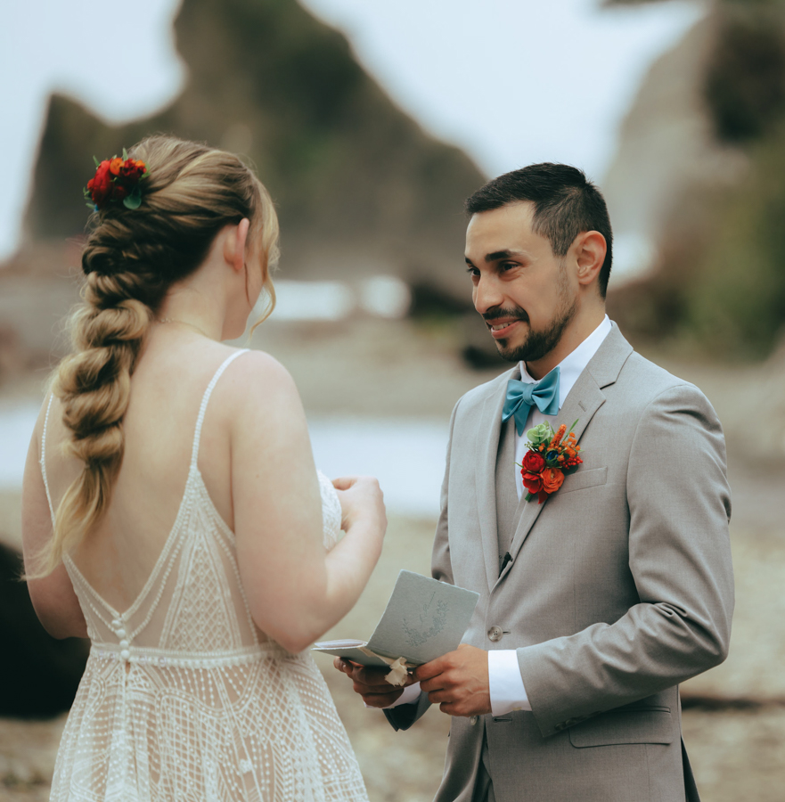 Private Vows on Ruby Beach for a wedding in Olympic National Park.