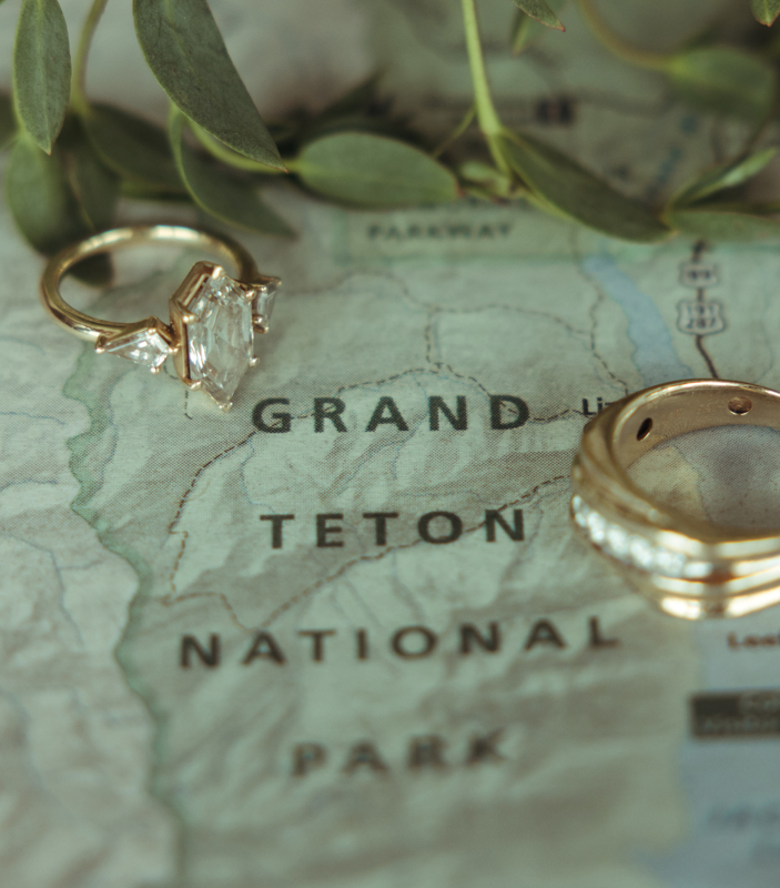 Grand Teton elopement details on a National Park map