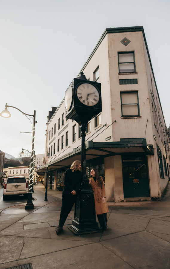 Wintery downtown Juneau engagement session in Alaska